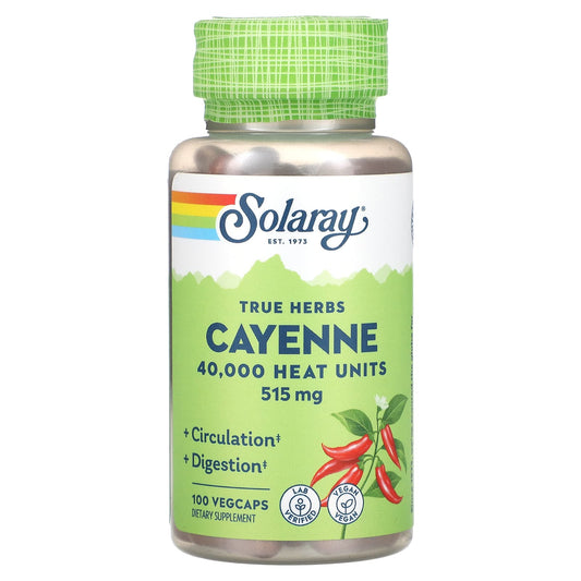 Solaray-True Herbs-Cayenne-515 mg-100 VegCaps