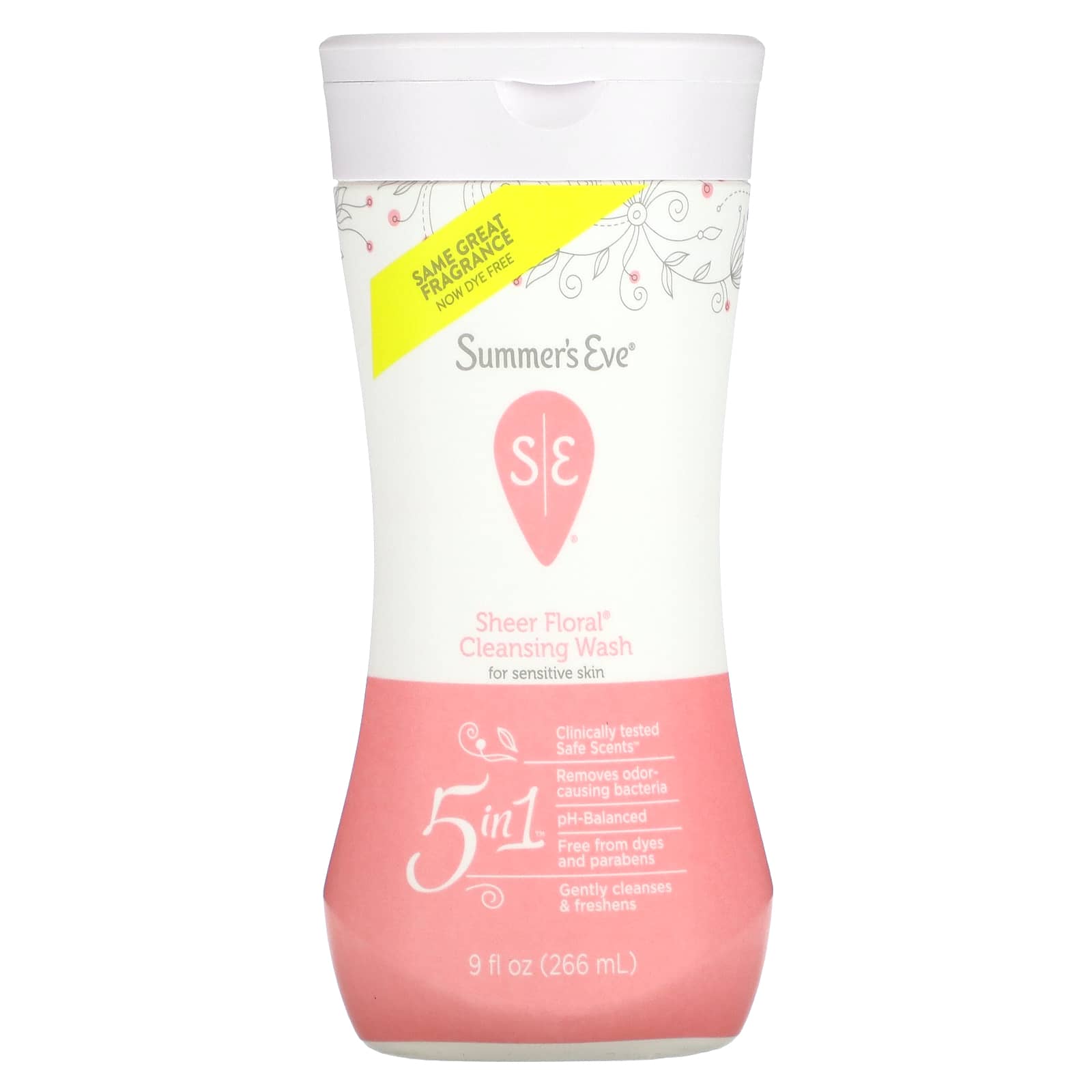 Summer's Eve-5 in 1 Cleaning Wash-Sheer Floral-9 fl oz-(266 mL)