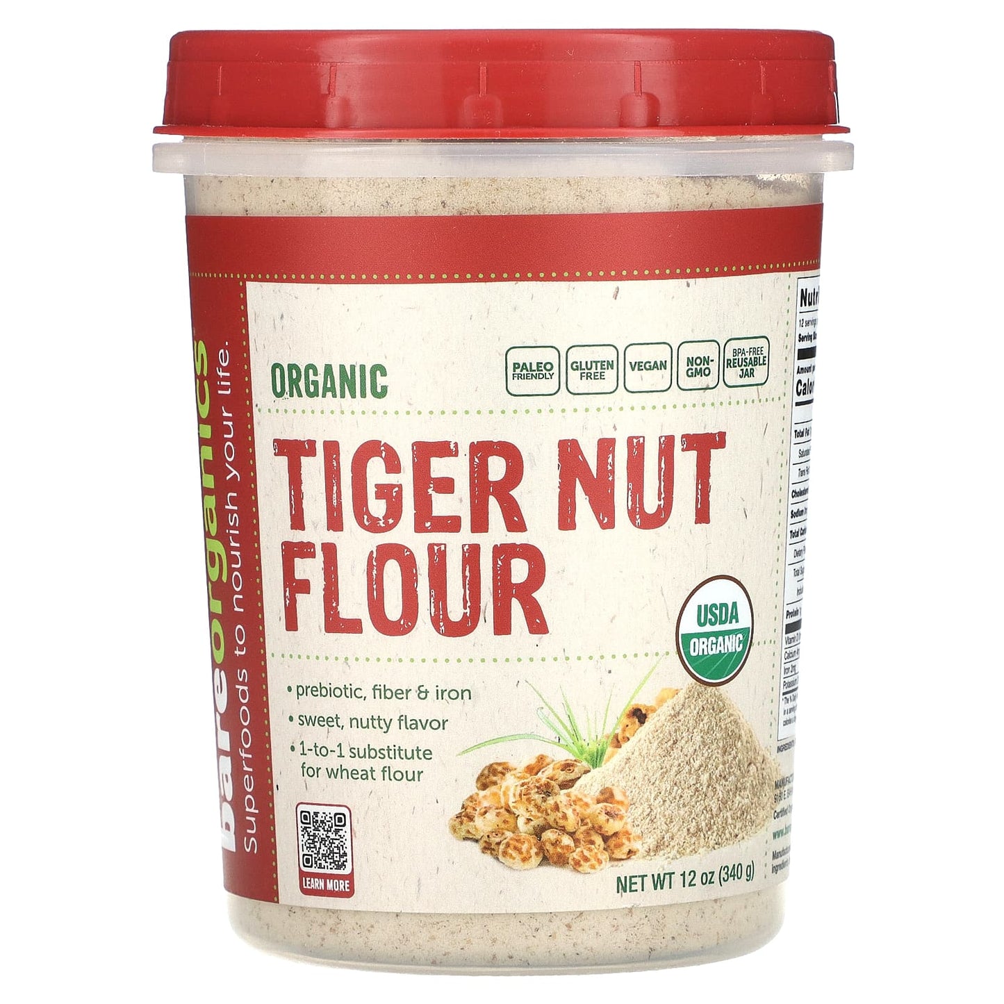 BareOrganics-Organic Tiger Nut Flour-12 oz (340 g)