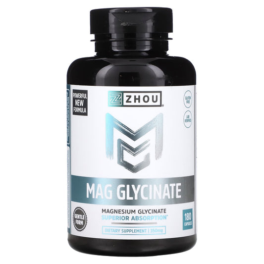 Zhou Nutrition-Mag Glycinate-350 mg-180 Capsules (87 mg per Capsule)