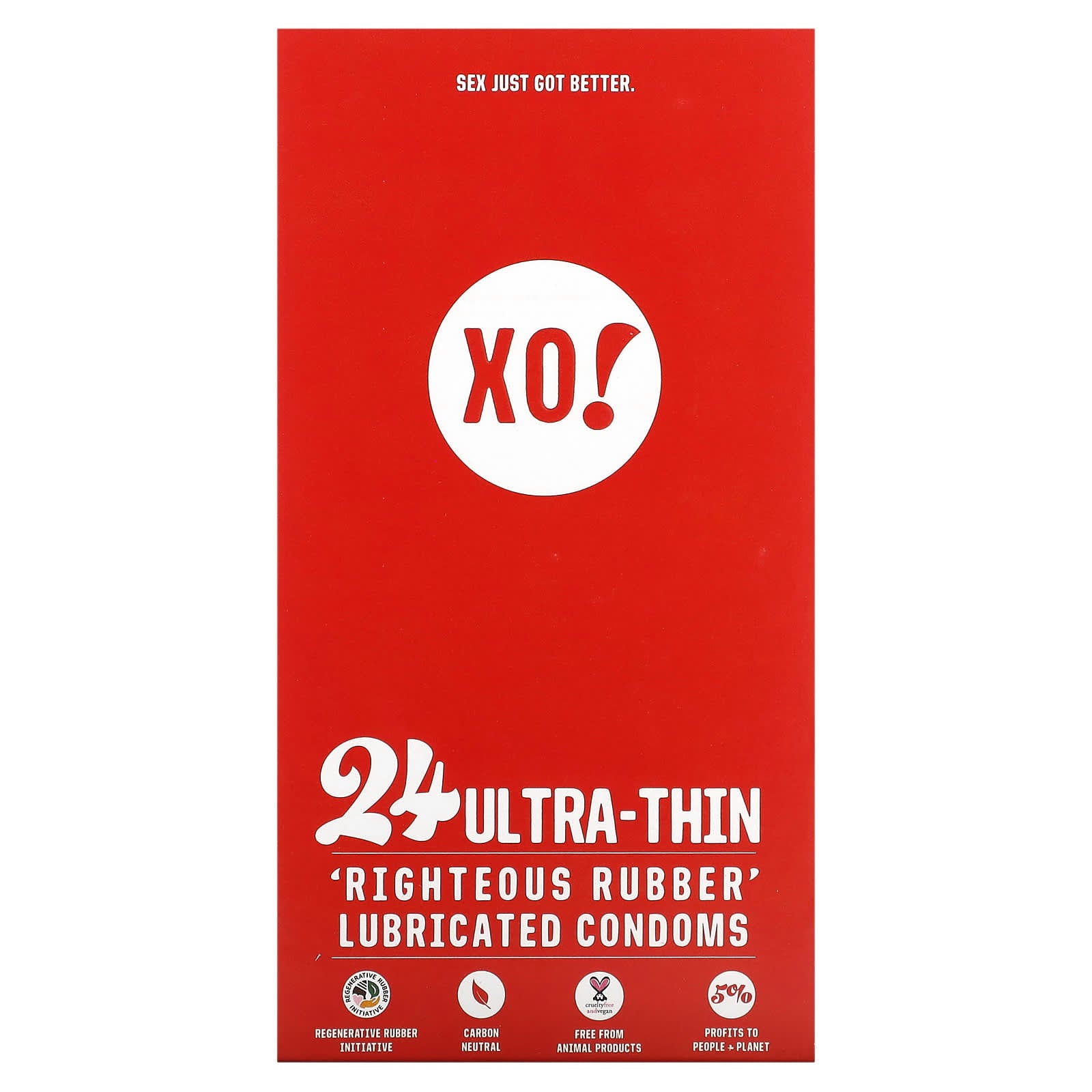 Here We Flo-XO! Ultra-Thin-Righteous Rubber Lubricated Condoms-Unscented-24 Condoms