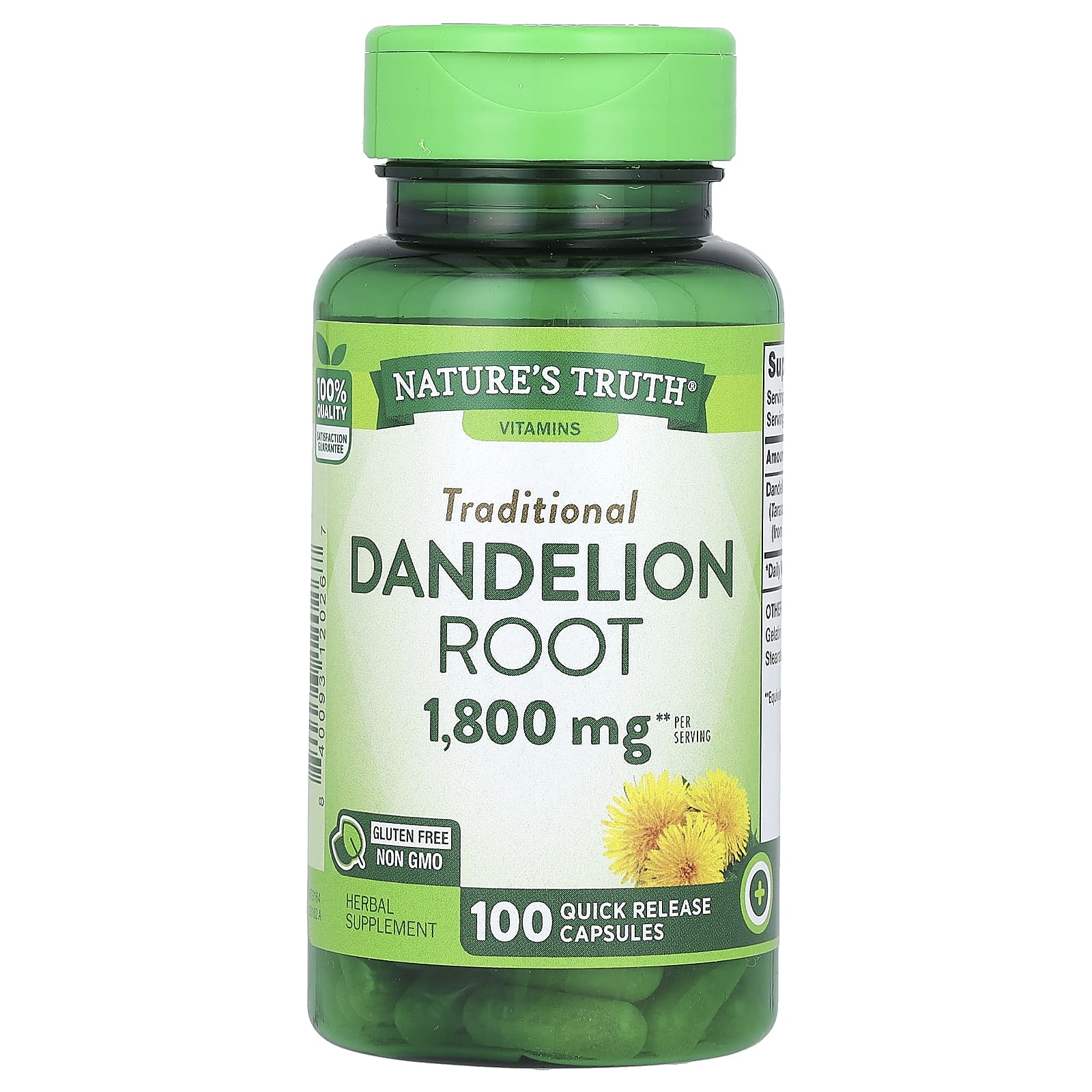 Nature's Truth-Vitamins-Dandelion Root-1,800 mg -100 Quick Release Capsules (900 mg per Capsule)