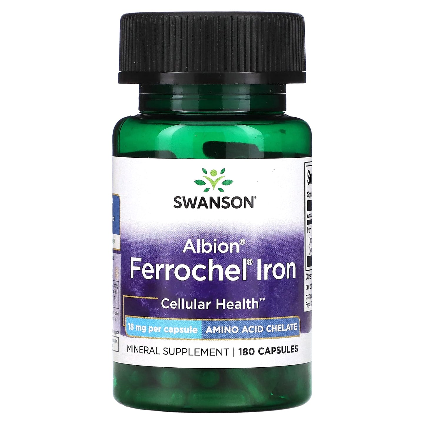 Swanson-Albion-Ferrochel Iron-18 mg-180 Capsules