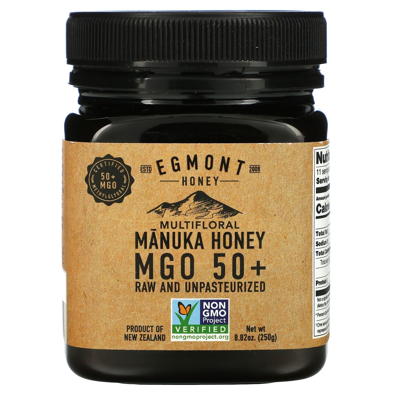 Egmont Honey-Multifloral Manuka Honey-Raw And Unpasteurized-MGO 50+-8.82 oz (250 g)