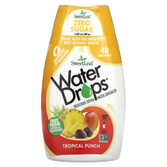 Wisdom Natural-SweetLeaf-Water Drops-Delicious Stevia Water Enhancer-Tropical Punch-1.62 fl oz (48 ml)