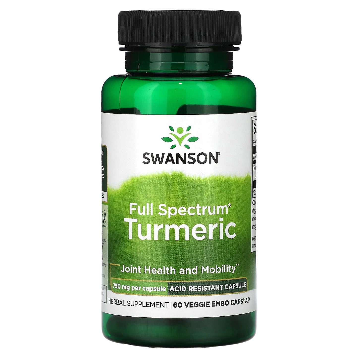 Swanson-Full Spectrum Turmeric-750 mg-60 Veggie Embo Caps AP