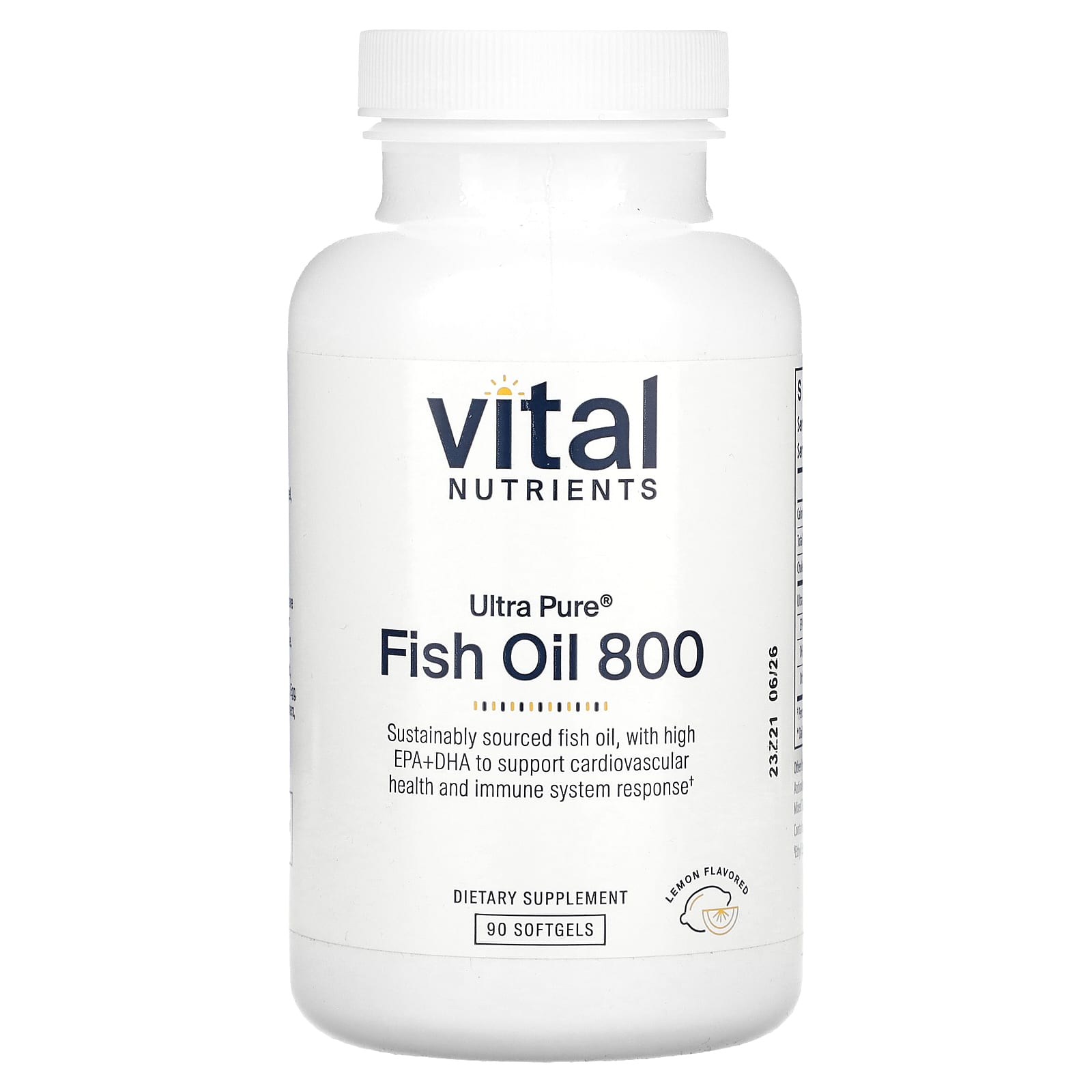 Vital Nutrients-Ultra Pure Fish Oil 800-Lemon-90 Softgels