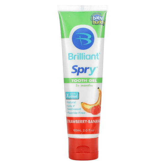 Baby Buddy-Brilliant-Spry-Tooth Gel with Xylitol-3+ Months-Strawberry-Banana-2 fl oz (60 ml)