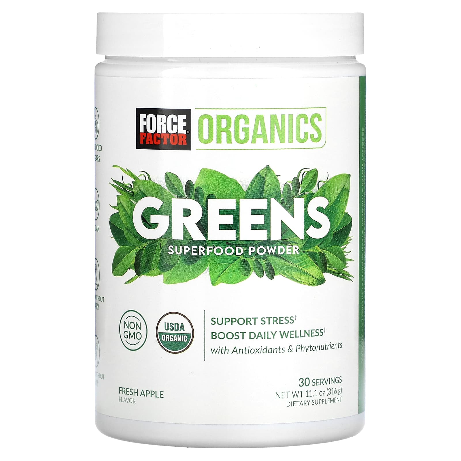 Force Factor-Organics-Greens-Superfood Powder-Fresh Apple-11.1 oz (316 g)