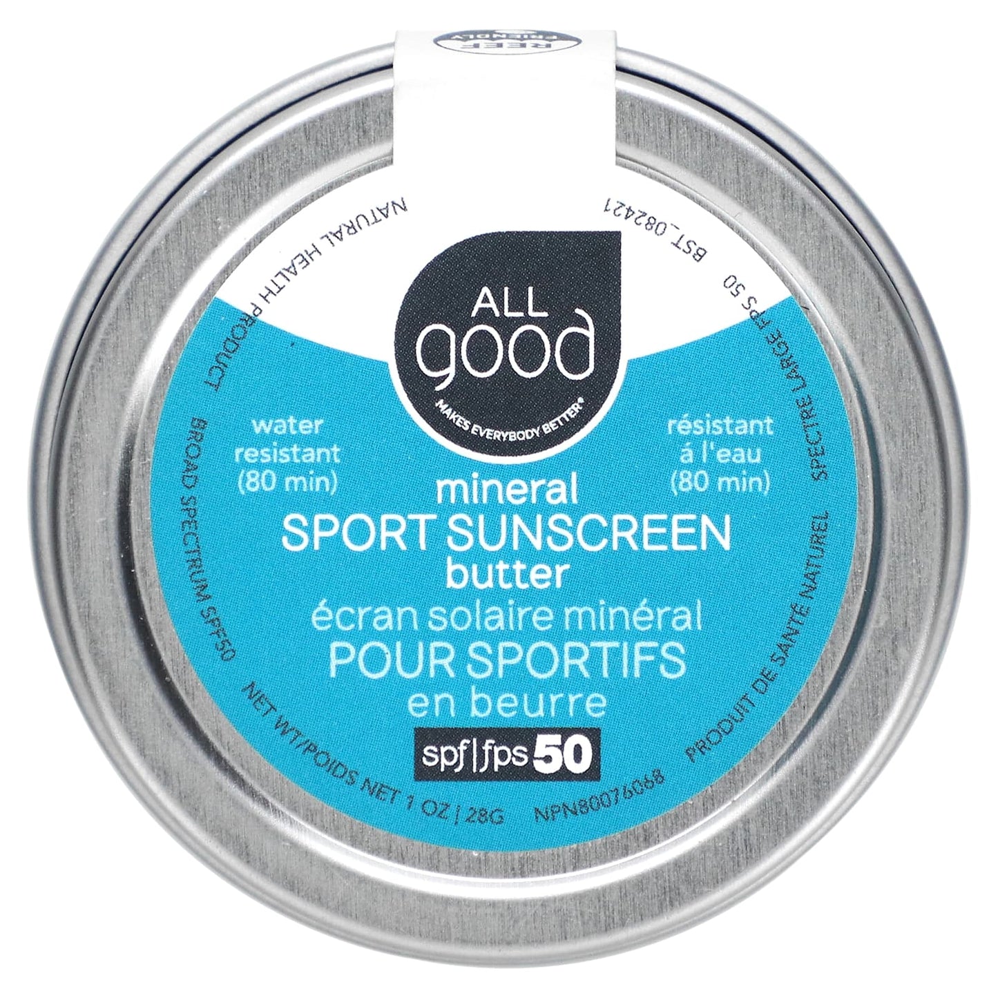 All Good Products-Mineral Sport Sunscreen Butter-SPF 50-1 oz (28 g)