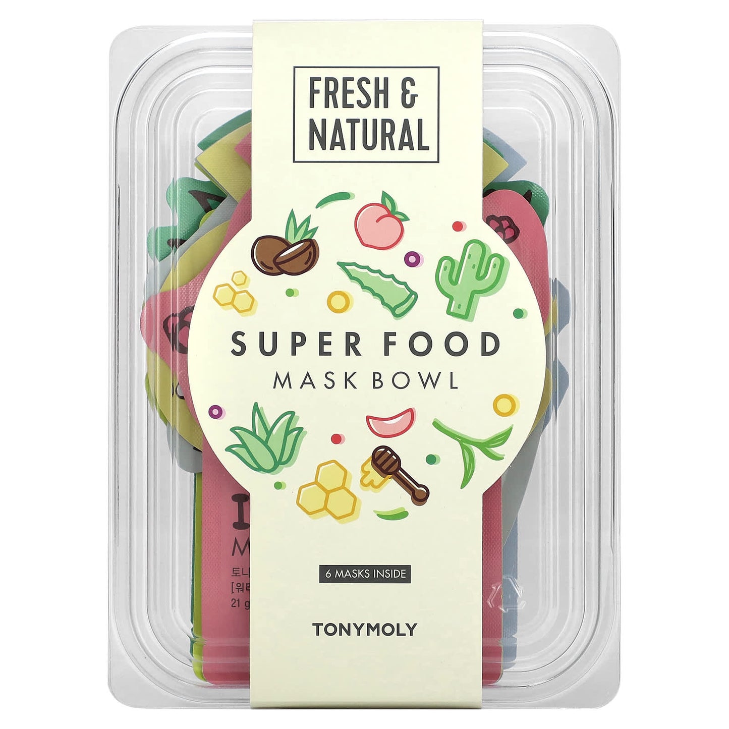 Tony Moly, Super Food Beauty Mask Bowl Set, 6 Sheets, 0.74 oz (21 g) Each