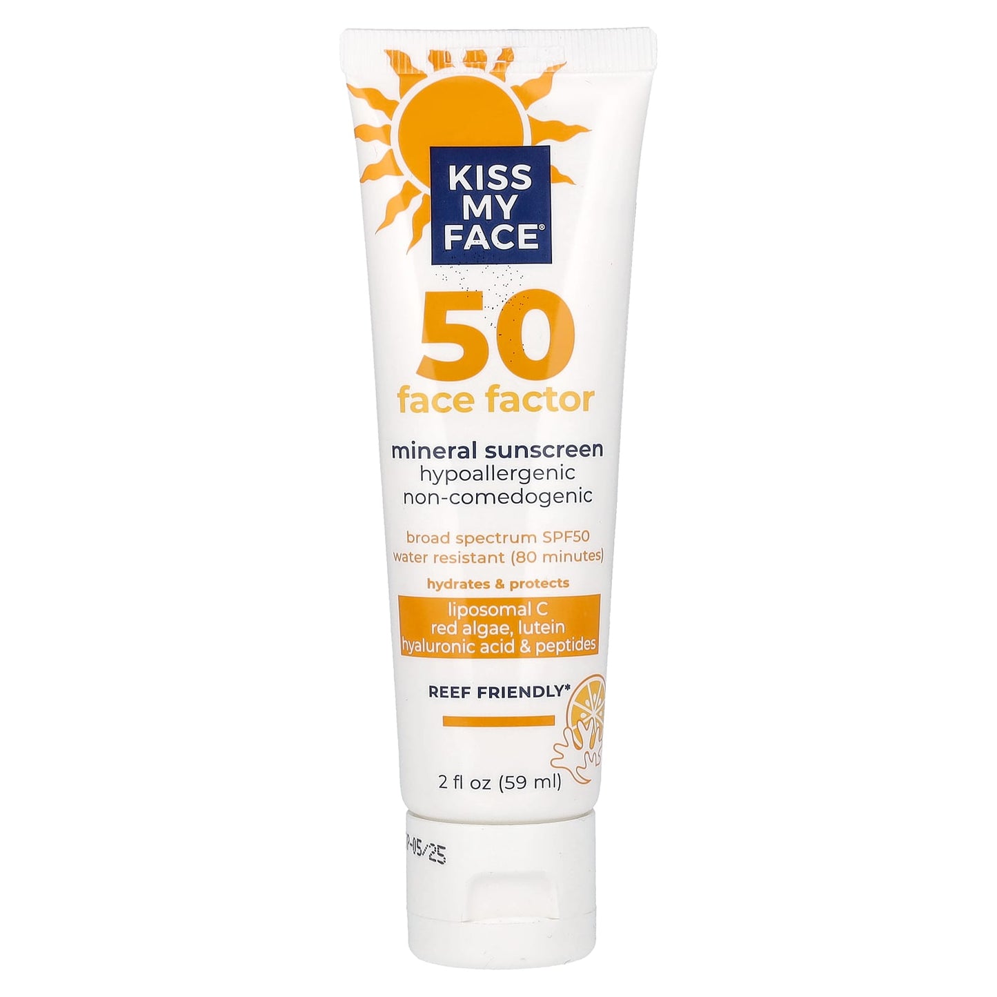 Kiss My Face-50 Face Factor-Mineral Sunscreen-SPF 50-2 fl oz (59 ml)