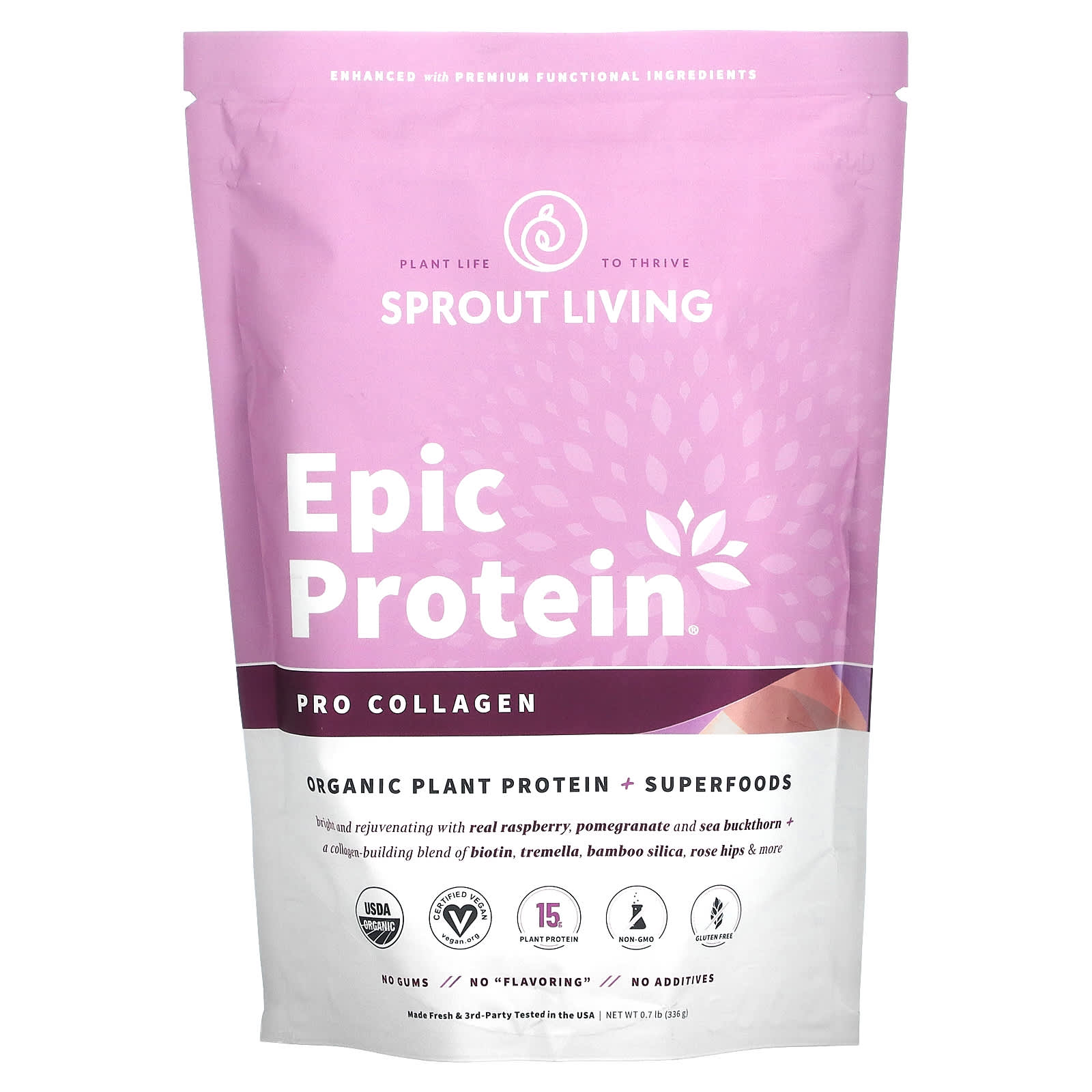 Sprout Living-Epic Protein-Organic Plant Protein + Superfoods-Pro Collagen-0.7 lb (336 g)