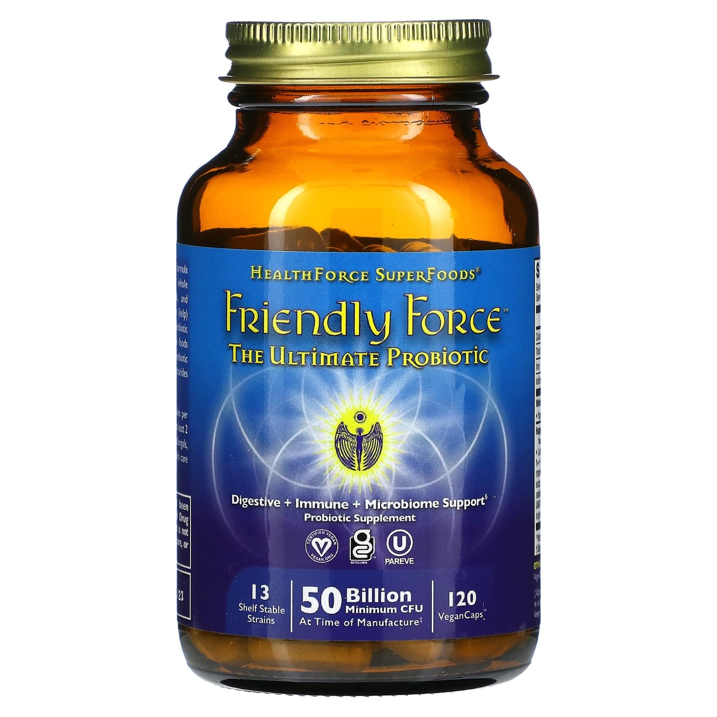 HealthForce Superfoods-Friendly Force-The Ultimate Probiotic-50 Billion-120 Vegan Caps (25 Billion CFU per Capsule)