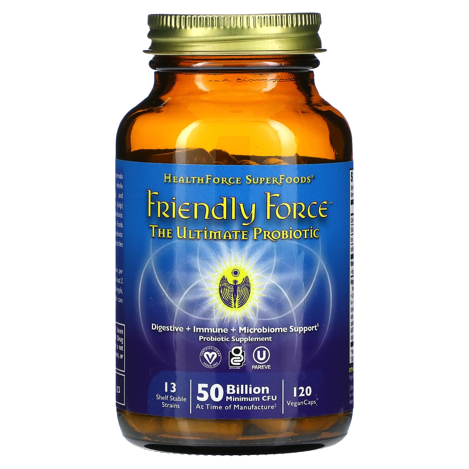 HealthForce Superfoods-Friendly Force-The Ultimate Probiotic-50 Billion-120 Vegan Caps (25 Billion CFU per Capsule)