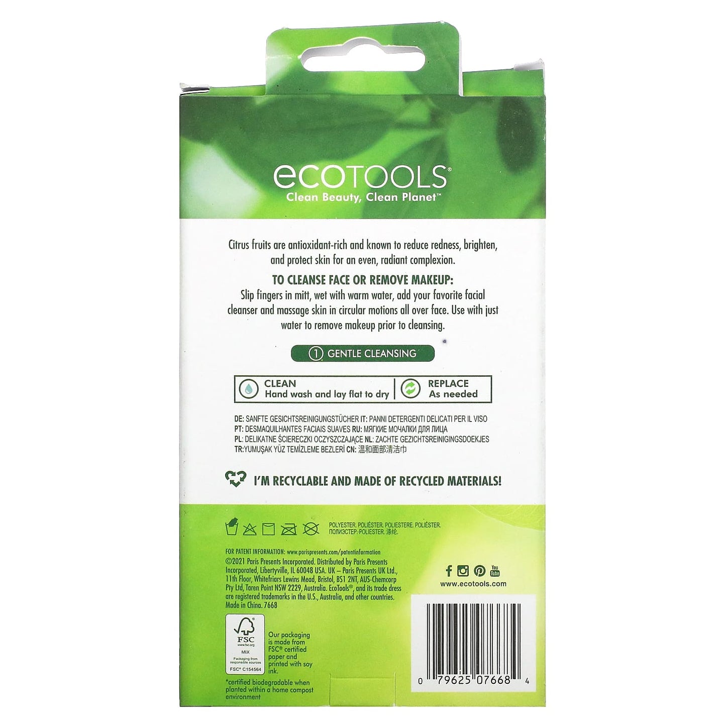 EcoTools, Gentle Facial Cleansing Cloths, Citrus Infused, 2 Count