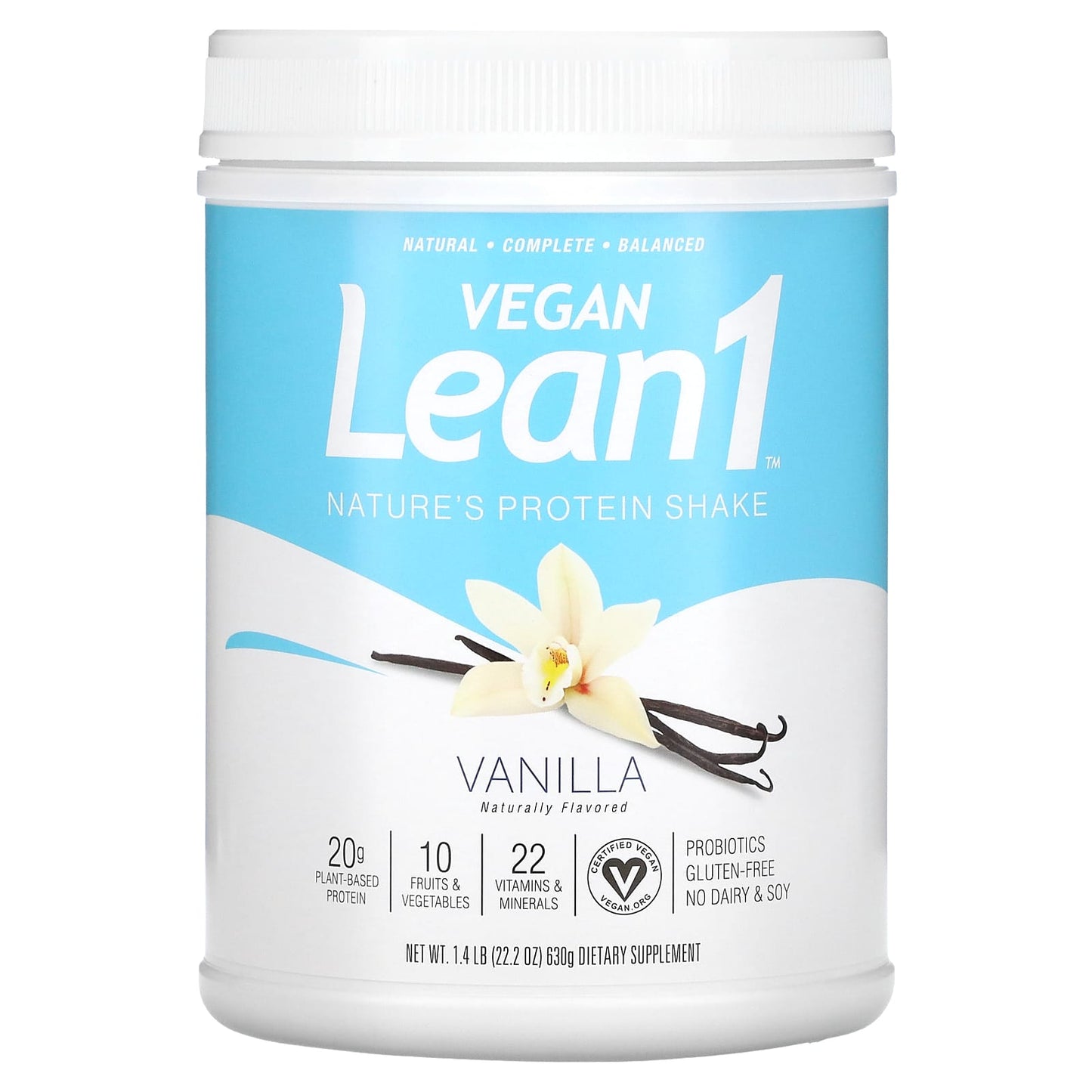 Lean1-Nature's Protein Shake-Vanilla-1.4 lb (630 g)