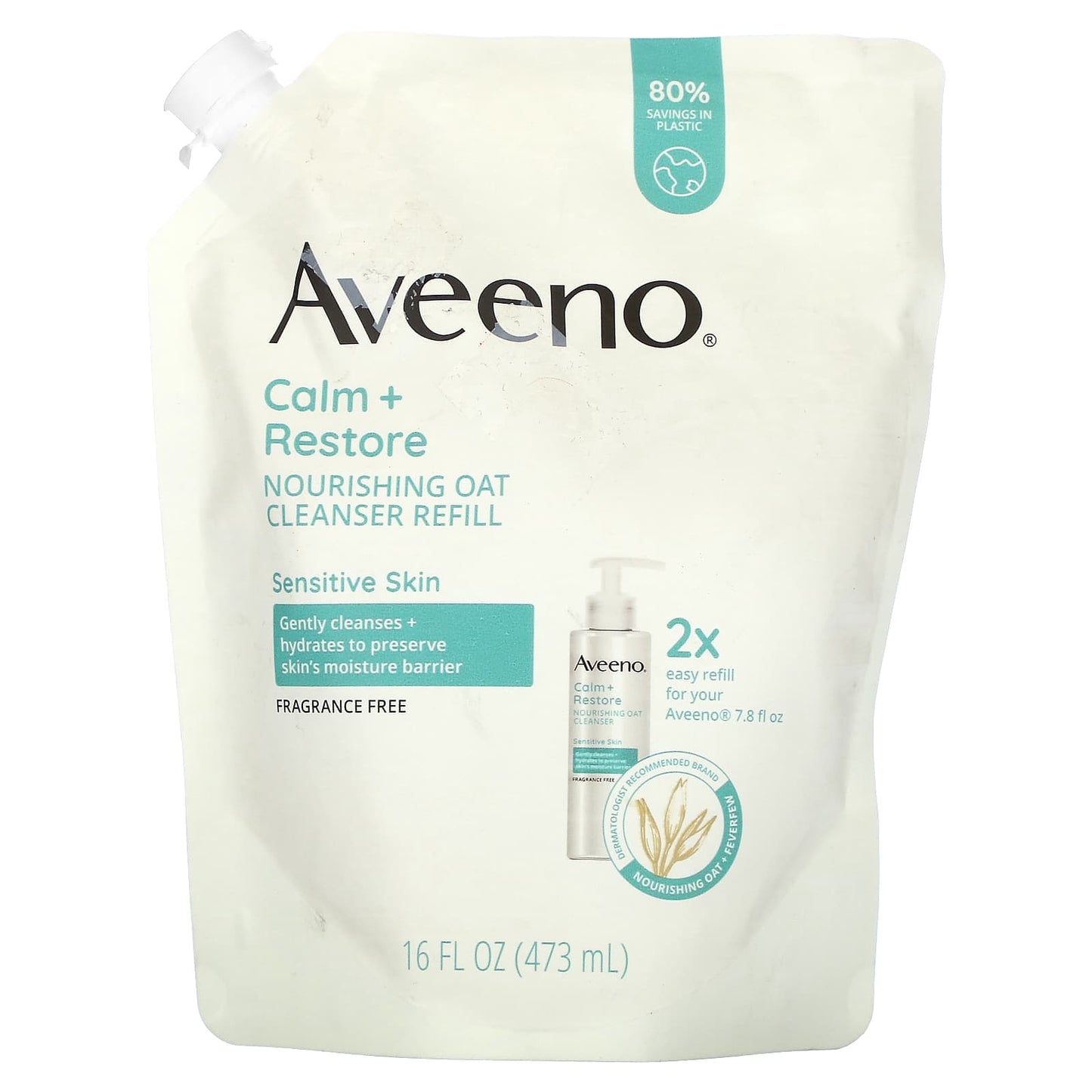 Aveeno-Calm + Restore-Nourishing Oat Cleanser-Refill-Fragrance Free-16 fl oz (473 ml)