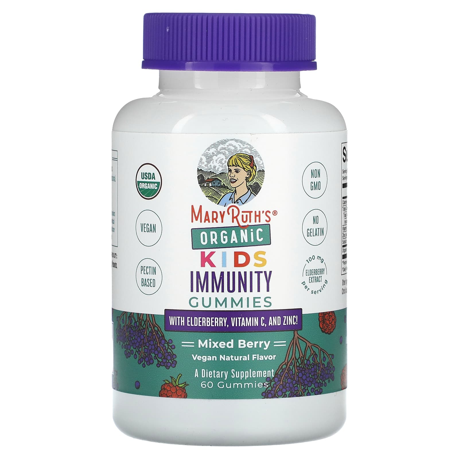 MaryRuth's-Organic Kids-Immunity Gummies with Elderberry-Vitamin C-and Zinc-Mixed Berry-60 Gummies