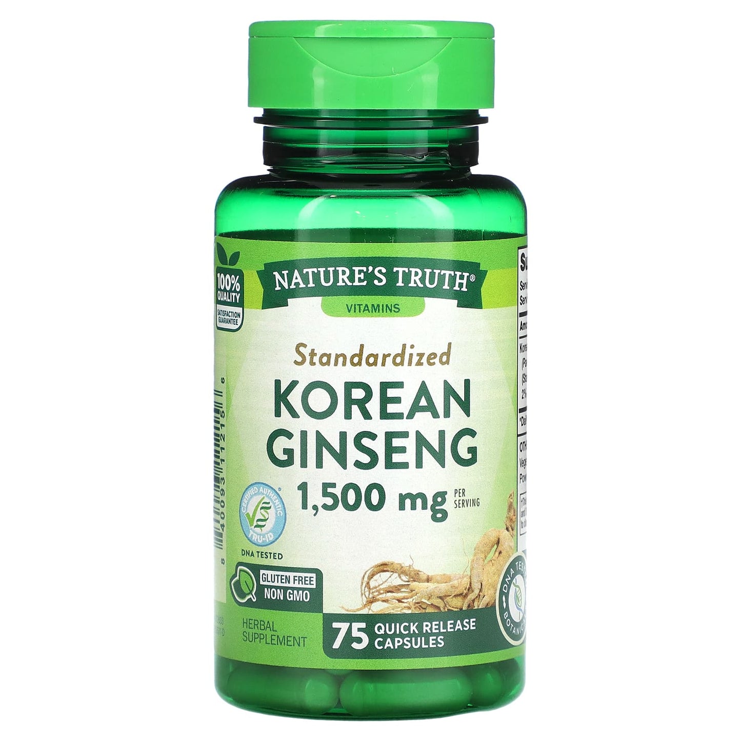 Nature's Truth-Standardized Korean Ginseng-1,500 mg-75 Quick Release Capsules (500 mg per Capsule)