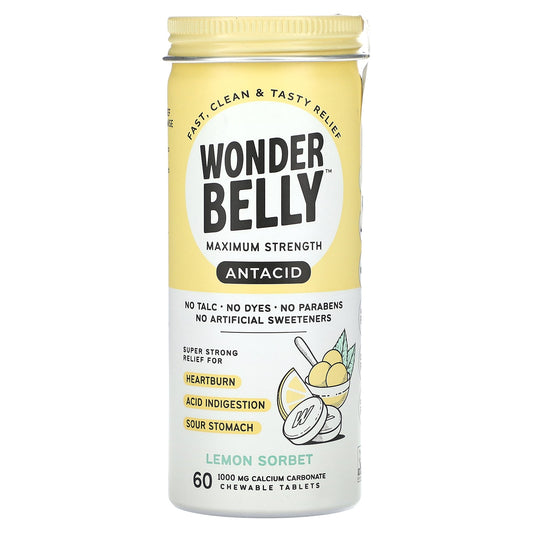 Wonderbelly-Antacid-Lemon Sorbet-60 Chewable Tablets