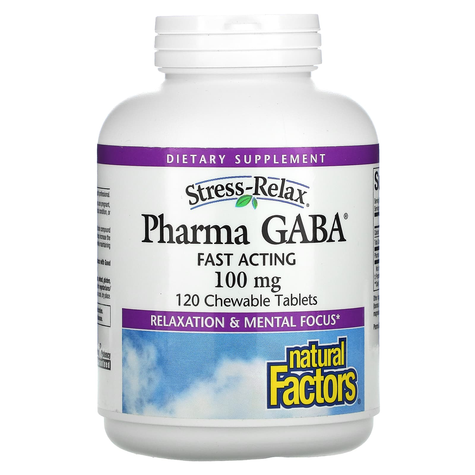 Natural Factors-Stress-Relax-Pharma GABA-100 mg-120 Chewable Tablets