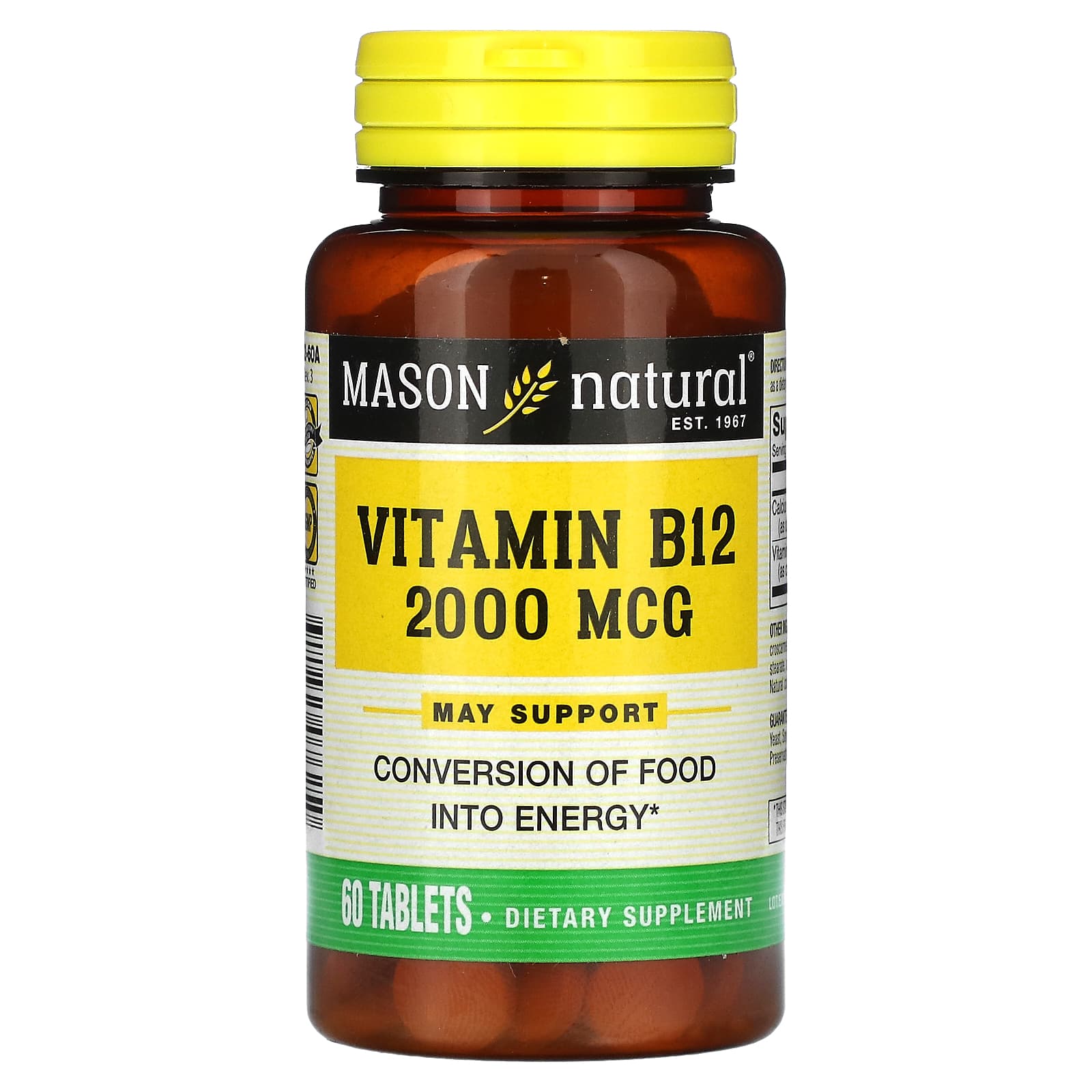 Mason Natural-Vitamin B12-2,000 mcg-60 Tablets