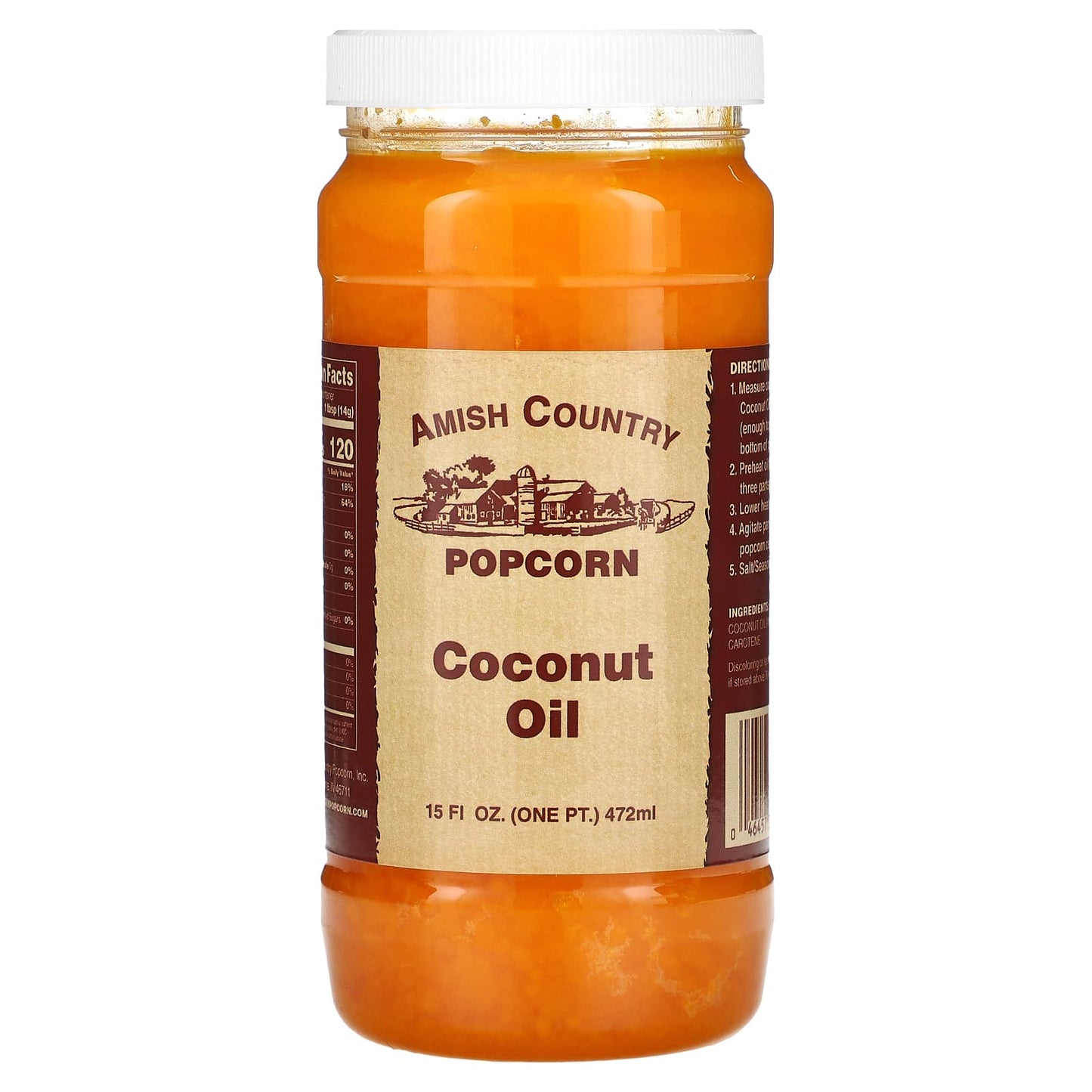 Amish Country Popcorn-Coconut Oil-15 fl oz (472 ml)