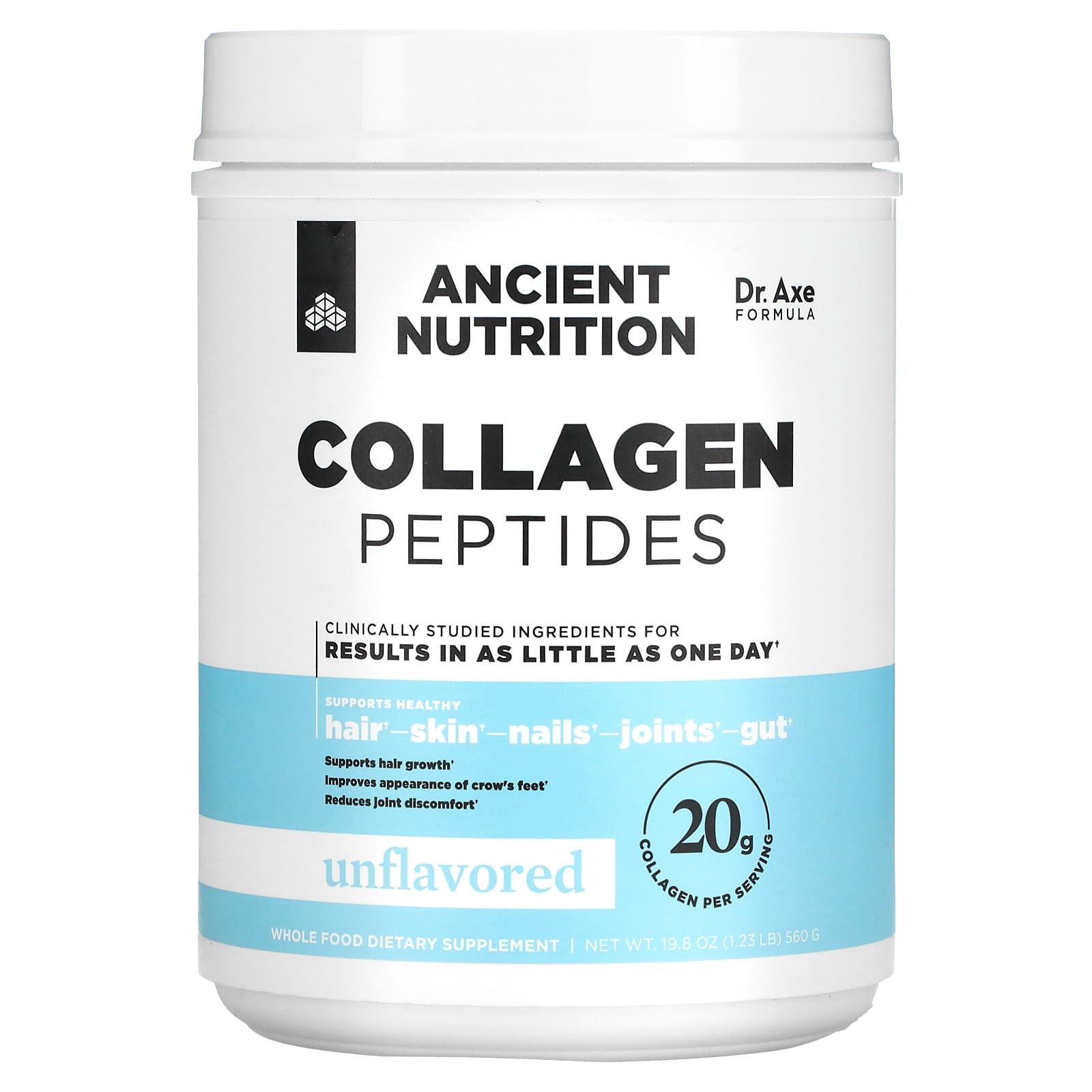 Ancient Nutrition-Collagen Peptides-Unflavored-19.8 oz (560 g)