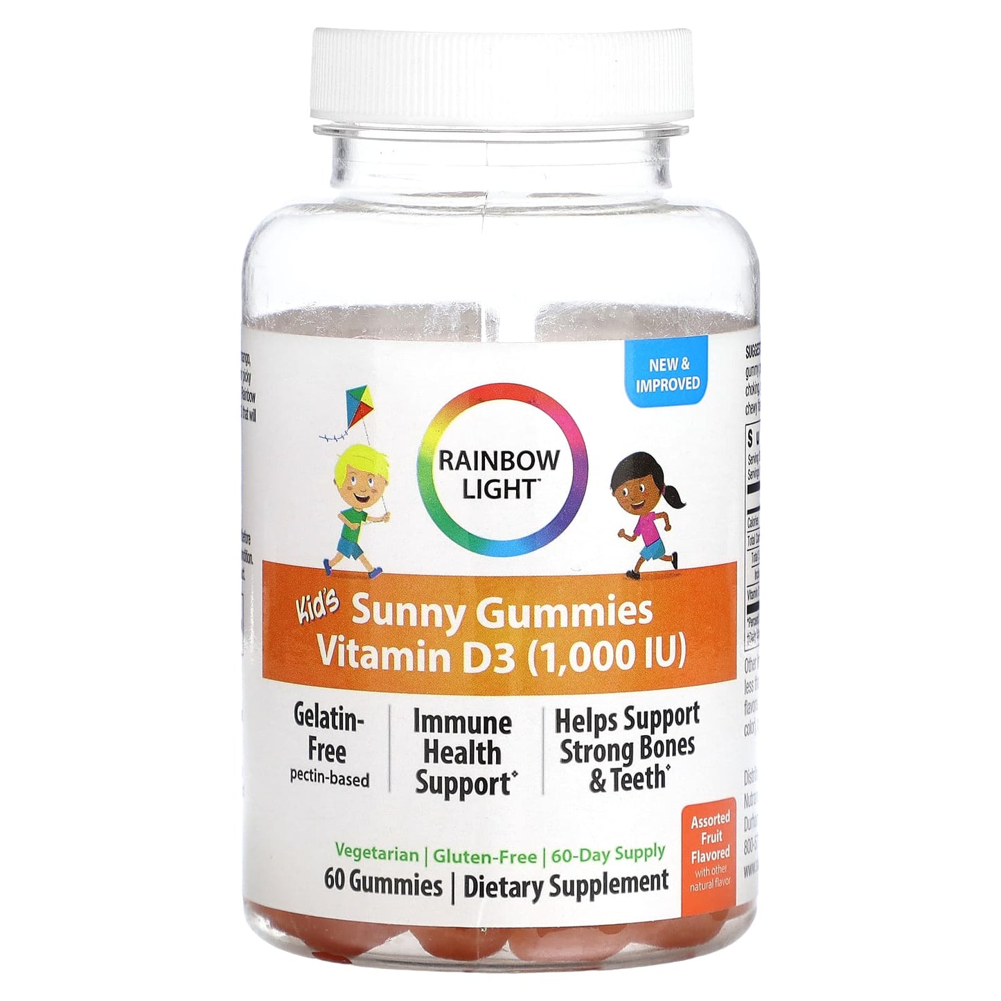 Rainbow Light-Kid's Sunny Gummies-Vitamin D3-Assorted Fruit-1,000 IU-60 Gummies