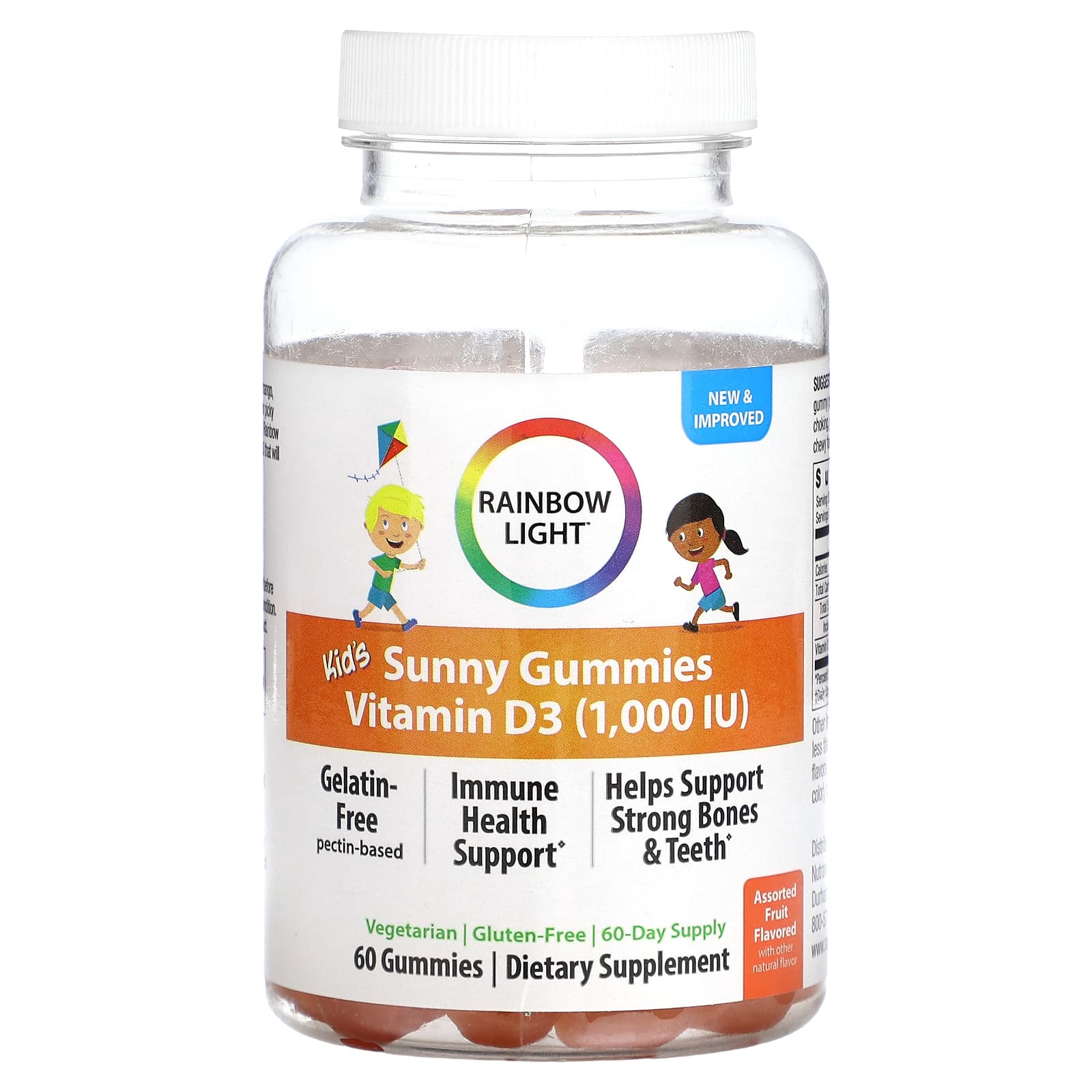 Rainbow Light-Kid's Sunny Gummies-Vitamin D3-Assorted Fruit-1,000 IU-60 Gummies