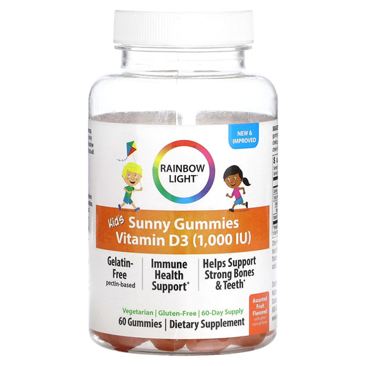 Rainbow Light-Kid's Sunny Gummies-Vitamin D3-Assorted Fruit-1,000 IU-60 Gummies