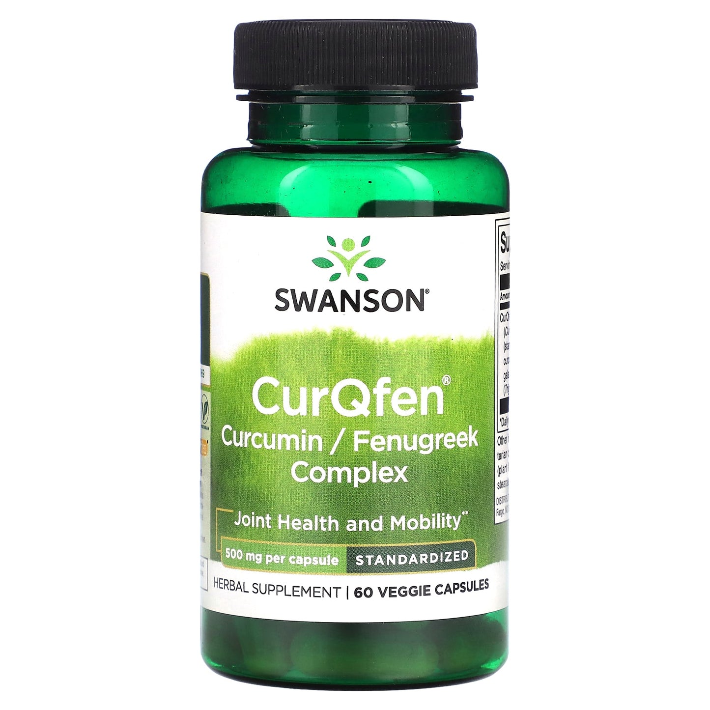 Swanson-CurQfen Curcumin/Fenugreek Complex-Standardized-500 mg-60 Veggie Capsules