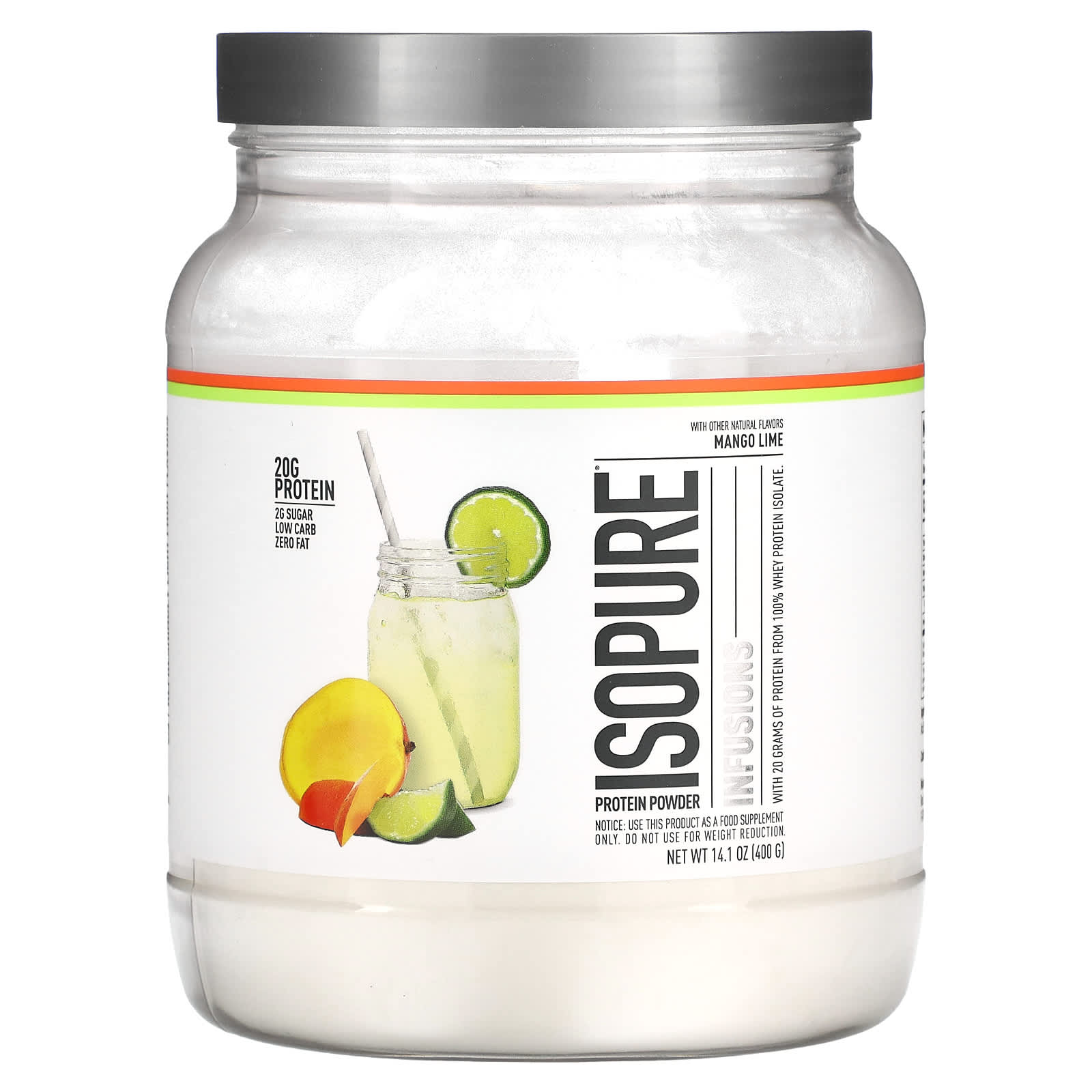 Isopure-Infusions Protein Powder-Mango Lime-14.1 oz (400 g)