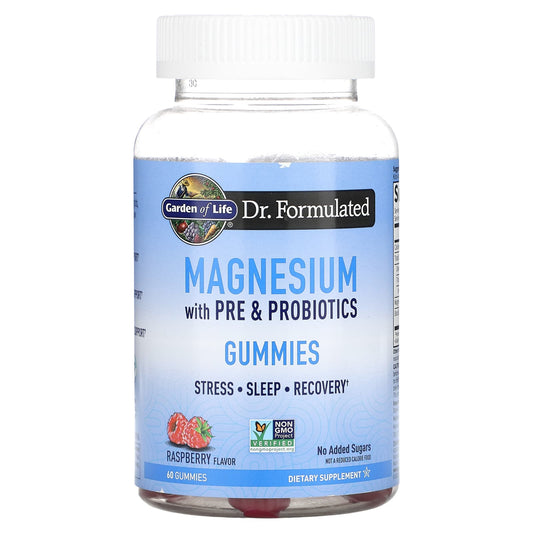 Garden of Life-Magnesium with Pre & Probiotics Gummies-Raspberry -60 Gummies