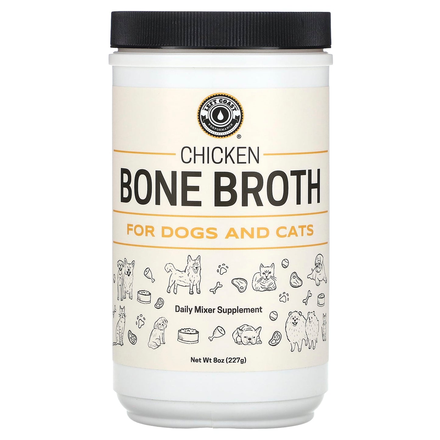 Left Coast Performance-Chicken Bone Broth-For Dogs and Cats-8 oz (227 g)