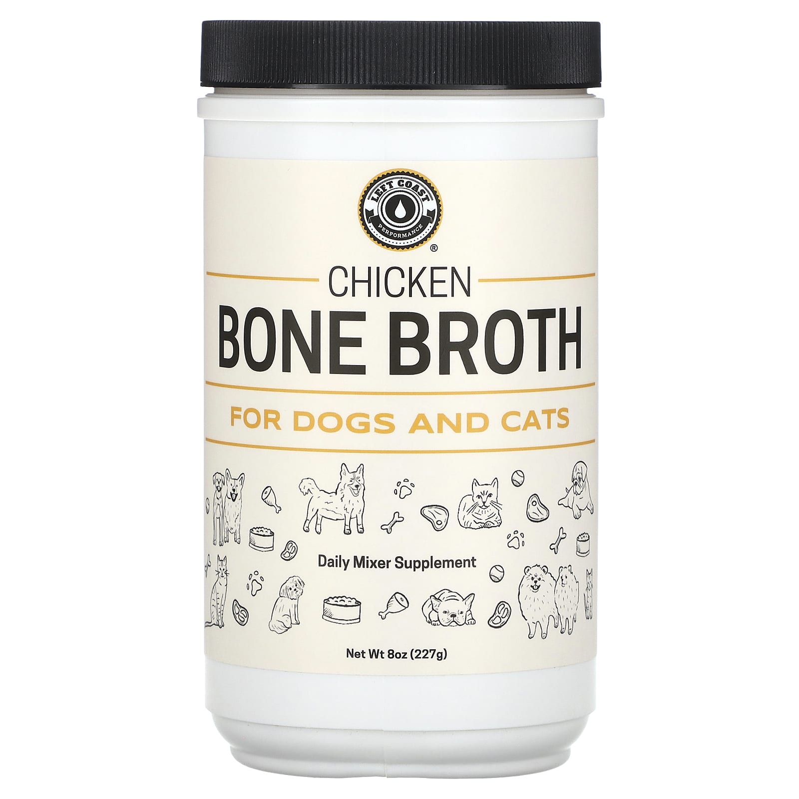 Left Coast Performance-Chicken Bone Broth-For Dogs and Cats-8 oz (227 g)