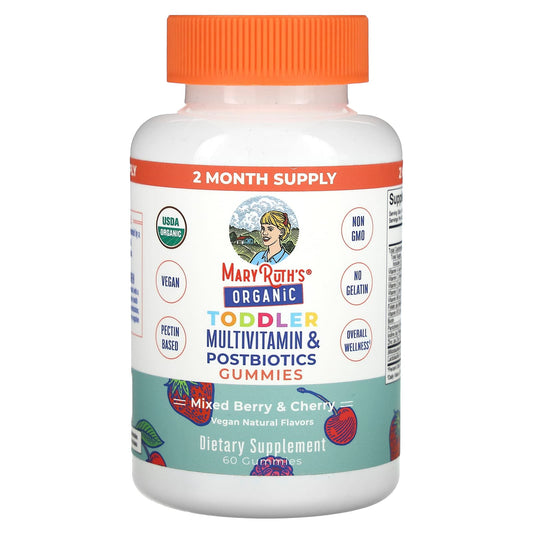 MaryRuth's-Organic Toddler Multivitamin & Postbiotics Gummies-Mixed Berry & Cherry-60 Gummies