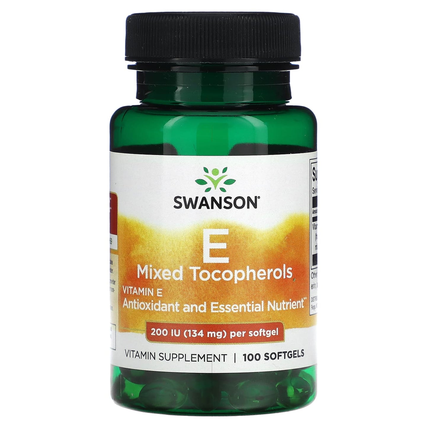 Swanson-Vitamin E Mixed Tocopherols-200 IU (134 mg)-100 Softgels