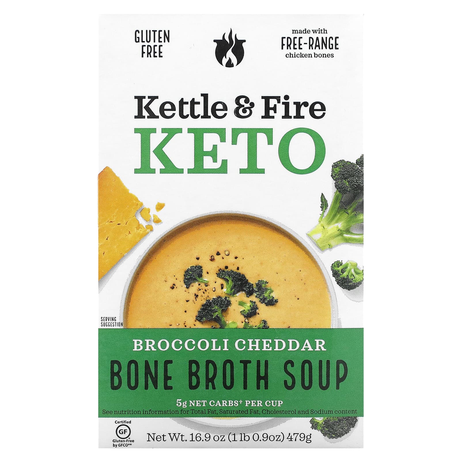 Kettle & Fire-Keto-Bone Broth Soup-Broccoli Cheddar-16.9 oz (479 g)