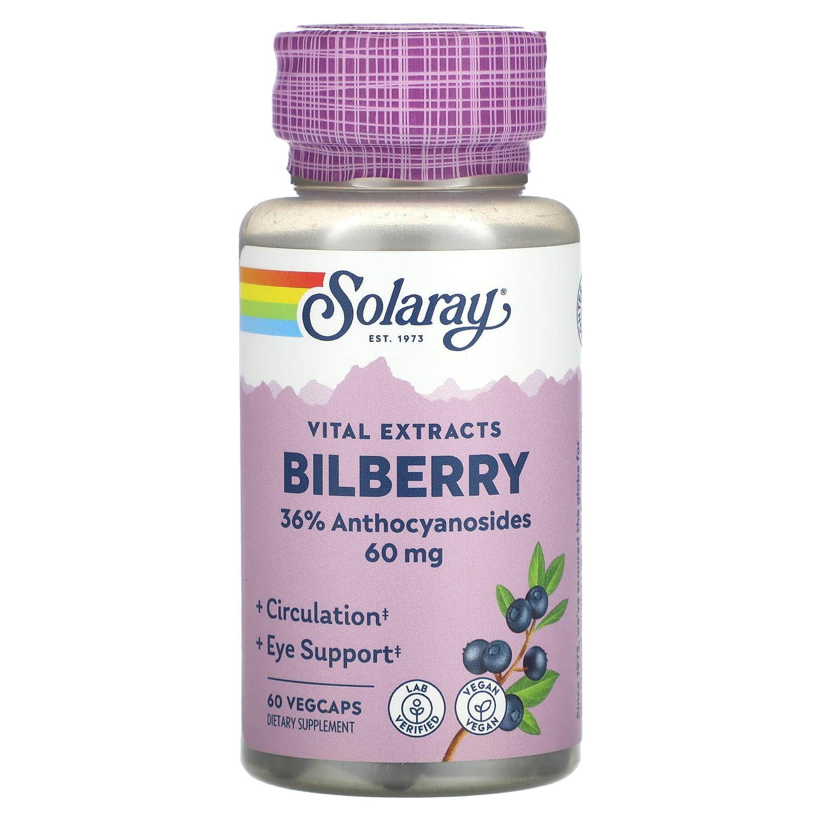 Solaray-Vital Extracts-Bilberry-60 mg-60 VegCaps