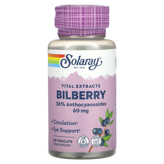 Solaray-Vital Extracts-Bilberry-60 mg-60 VegCaps