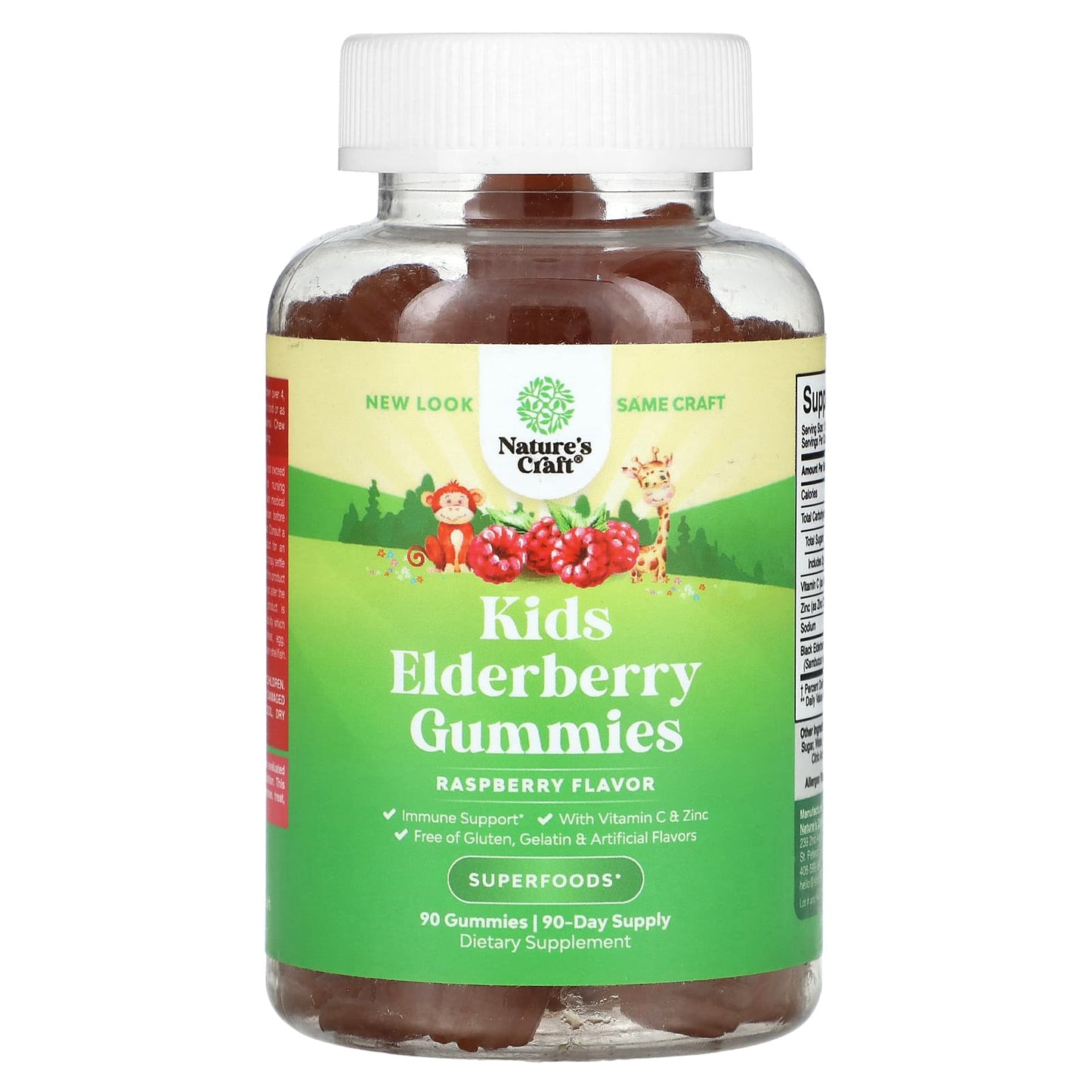 Nature's Craft-Kids Elderberry Gummies-Raspberry -90 Gummies