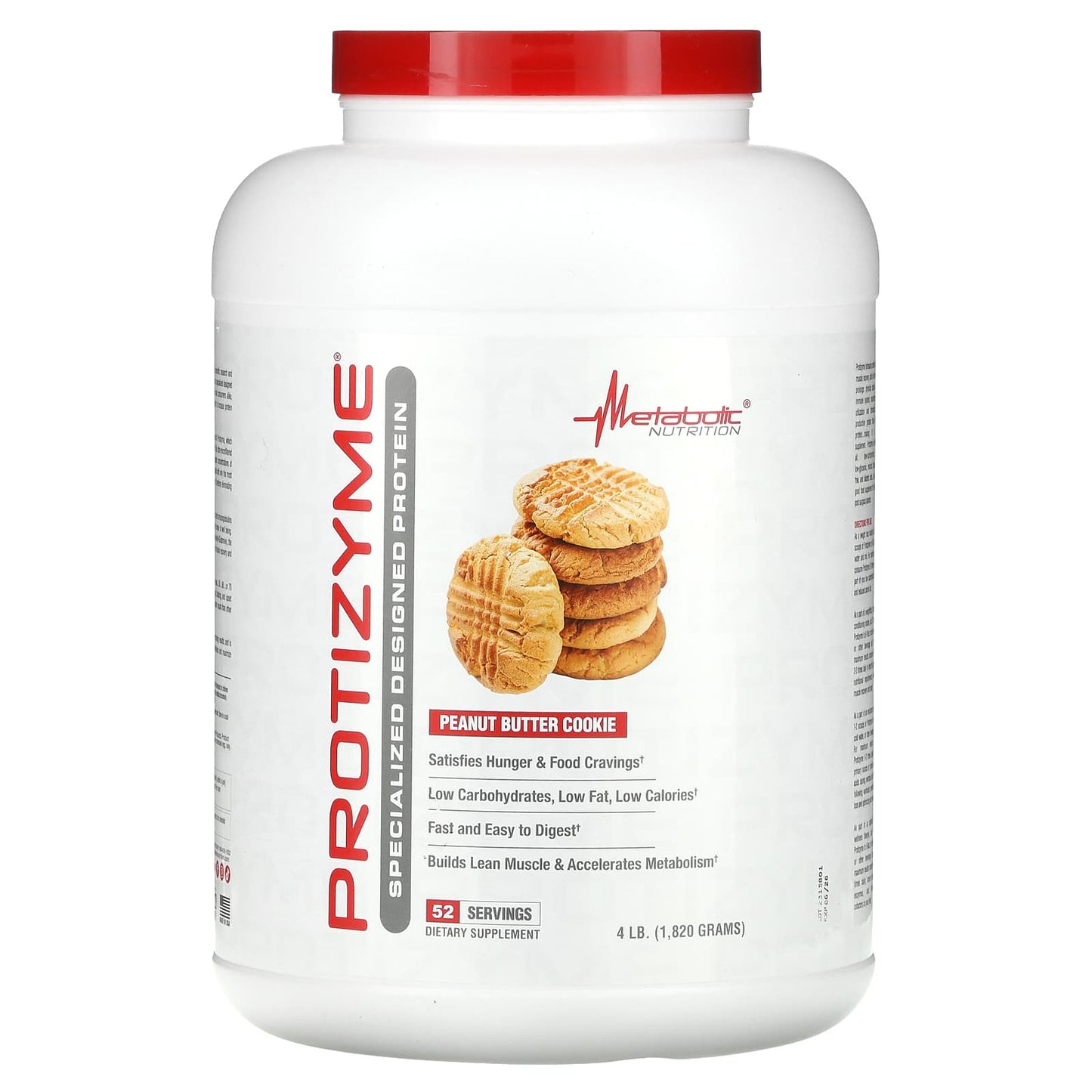 Metabolic Nutrition-Protizyme-Specialized Designed Protein-Peanut Butter Cookie-4 lb (1,820 g)