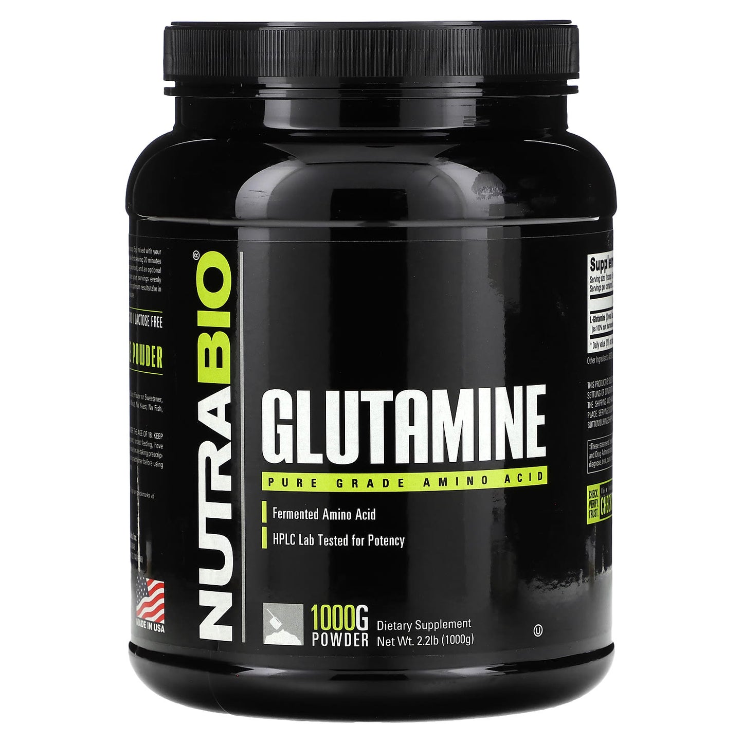 NutraBio-Glutamine-Pure Grade Amino Acid-2.2 lbs (1,000 g)