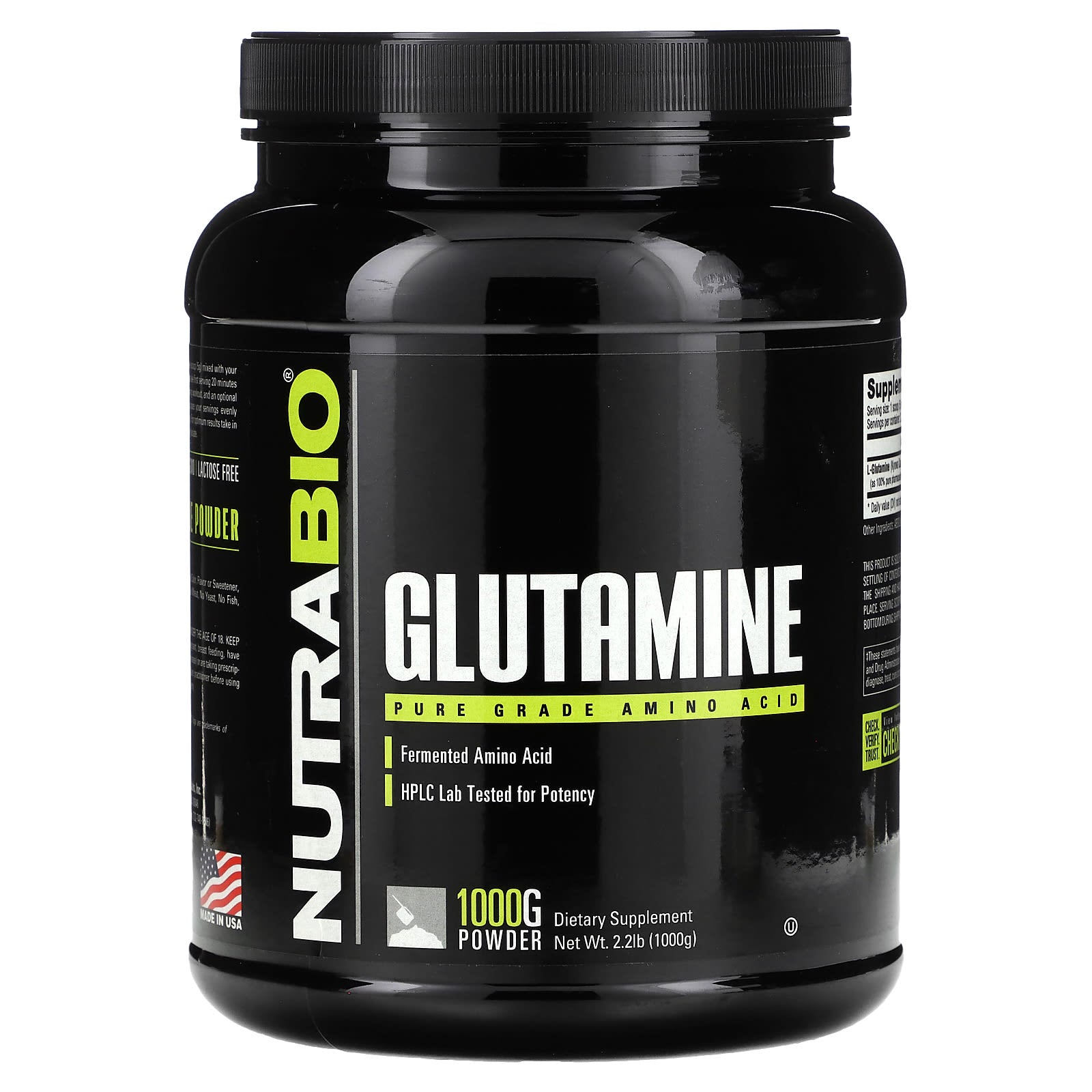 NutraBio-Glutamine-Pure Grade Amino Acid-2.2 lbs (1,000 g)