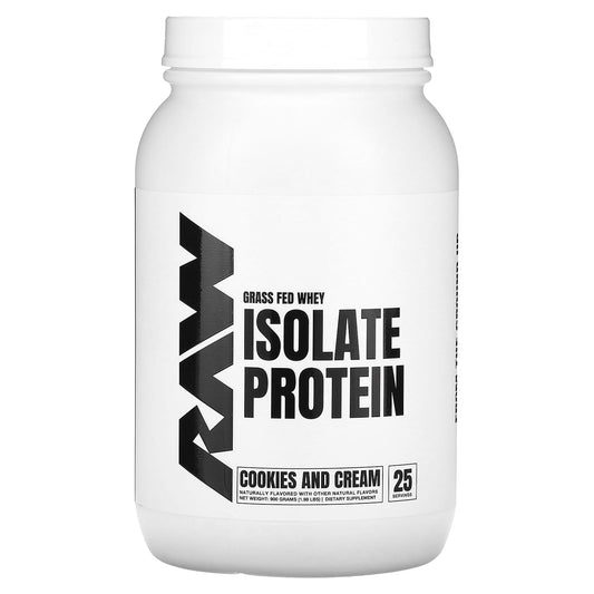 Raw Nutrition-Grass Fed Whey Isolate Protein-Cookies and Cream-1.98 lbs (900 g)