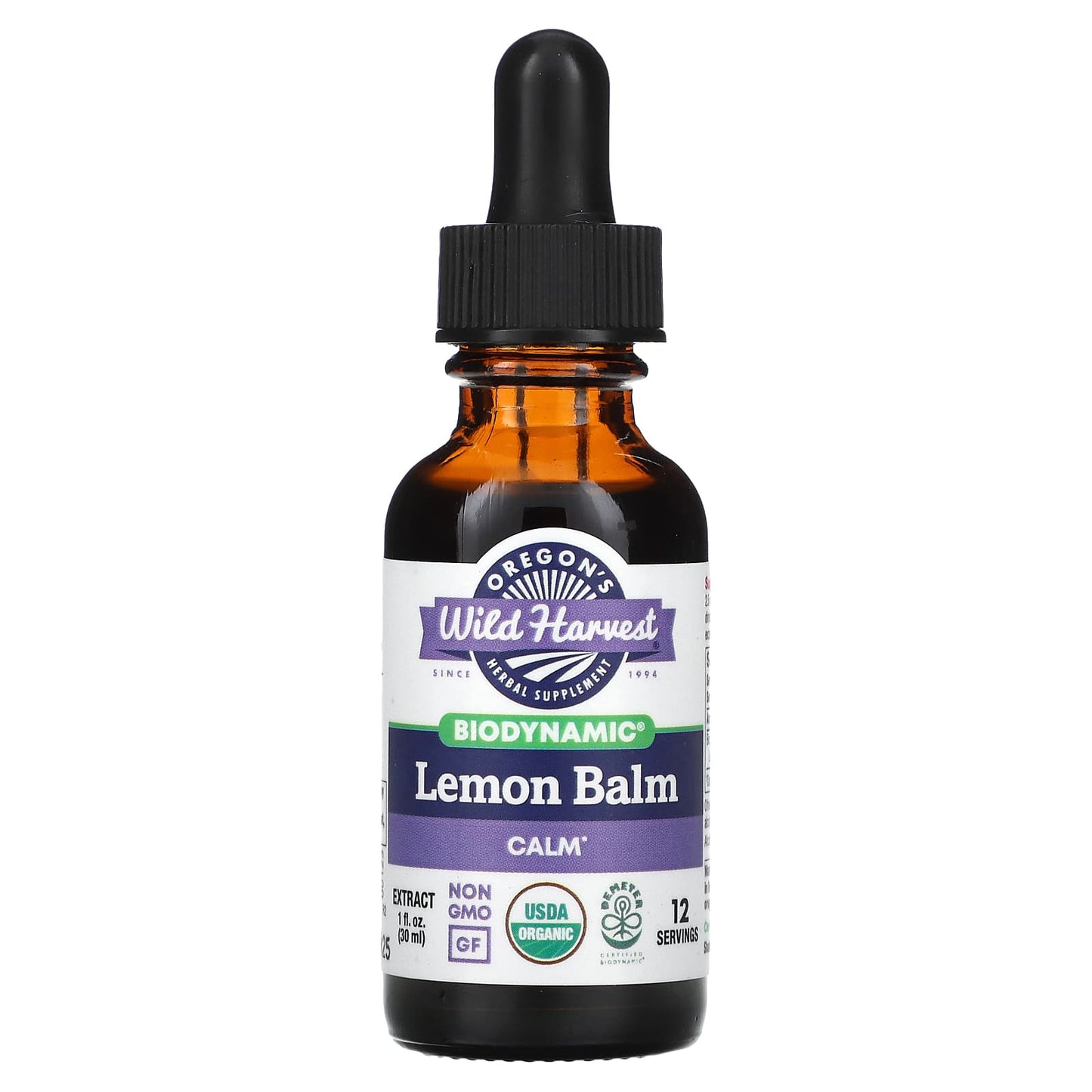 Oregon's Wild Harvest-Biodynamic-Lemon Balm-Calm-1 fl oz (30 ml)