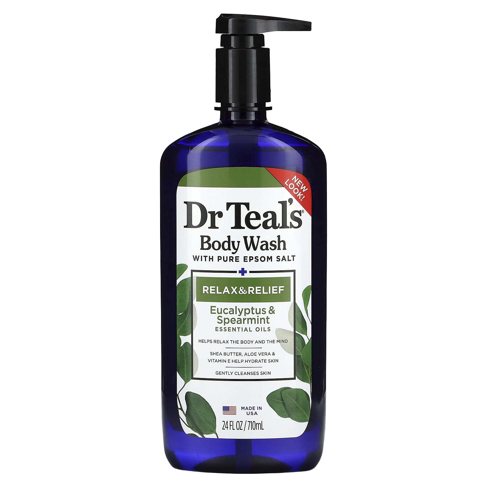 Dr. Teal's-Body Wash With Pure Epsom Salt-Eucalyptus & Spearmint-24 fl oz (710 ml)