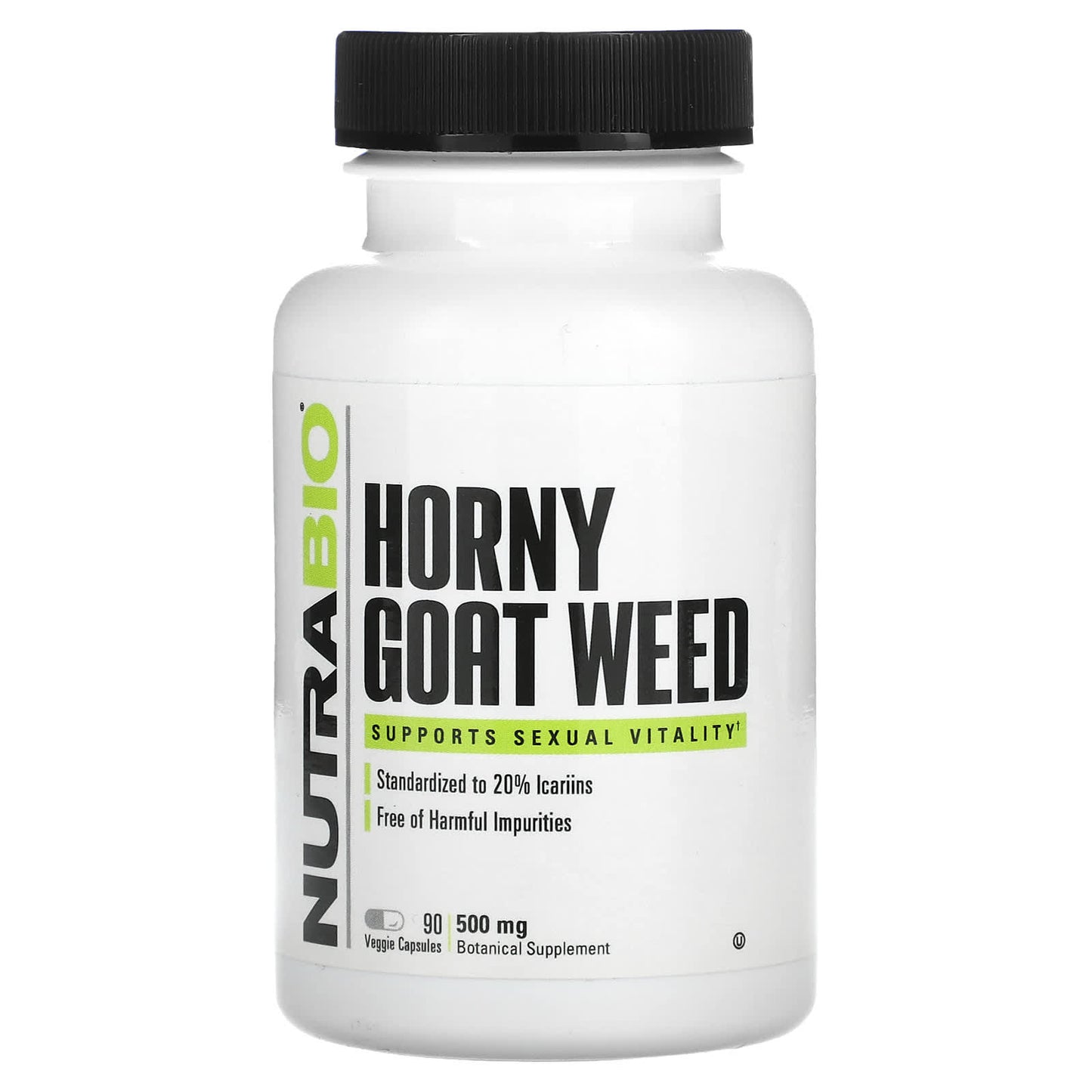 NutraBio-Horny Goat Weed-500 mg-90 Veggie Capsules